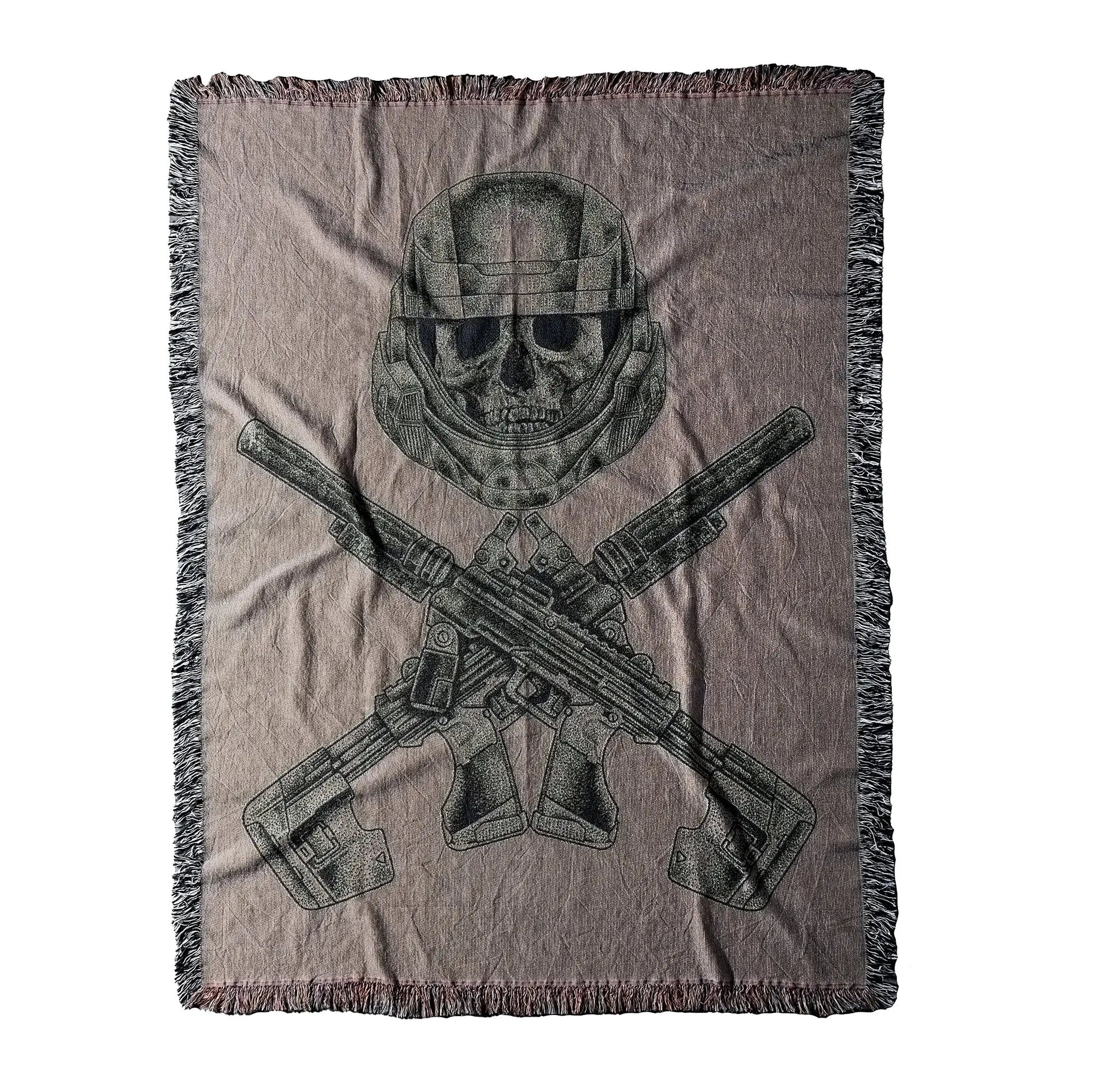 NO QUARTER (Woven Blanket) (Green/Tan) Threat Llama